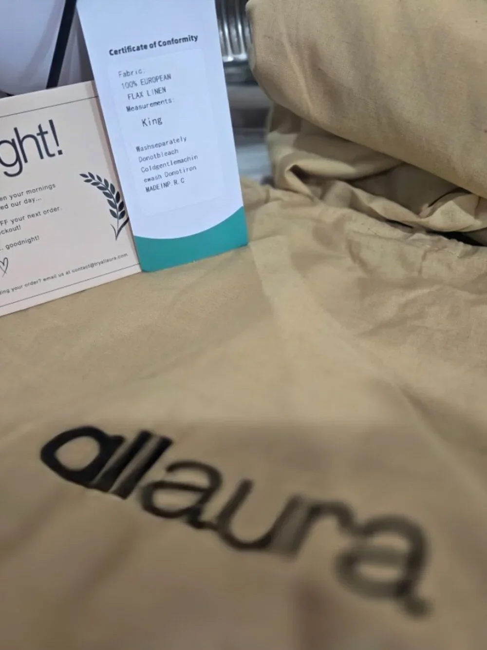 NWT Allaura Luxury 100% European Flax Linen King Sheet Set Mustard Gold